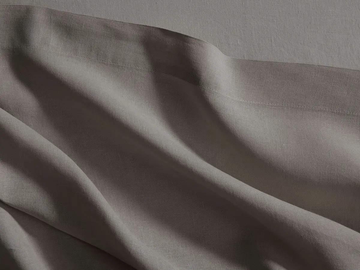 Italian Garment-Dyed Linen Flat Sheet In Mink 1