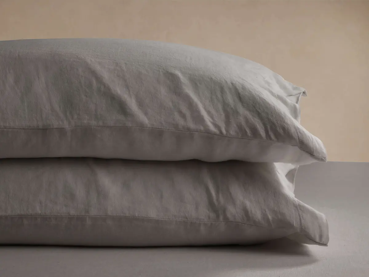 Italian Garment-Dyed Linen Pillowcases In Mink (Set Of 2) 1