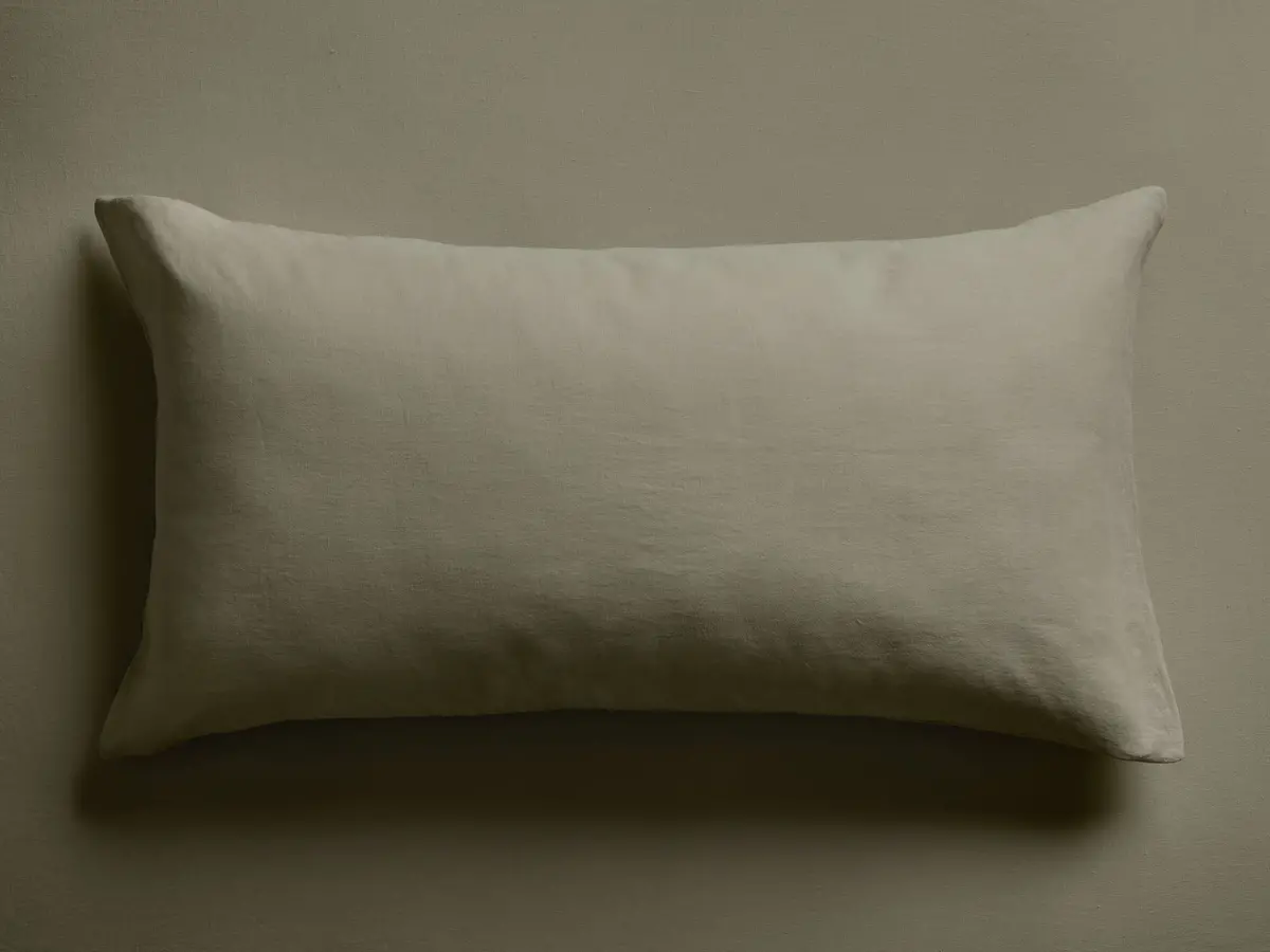 Italian Garment-Dyed Linen Sham In Moss 1