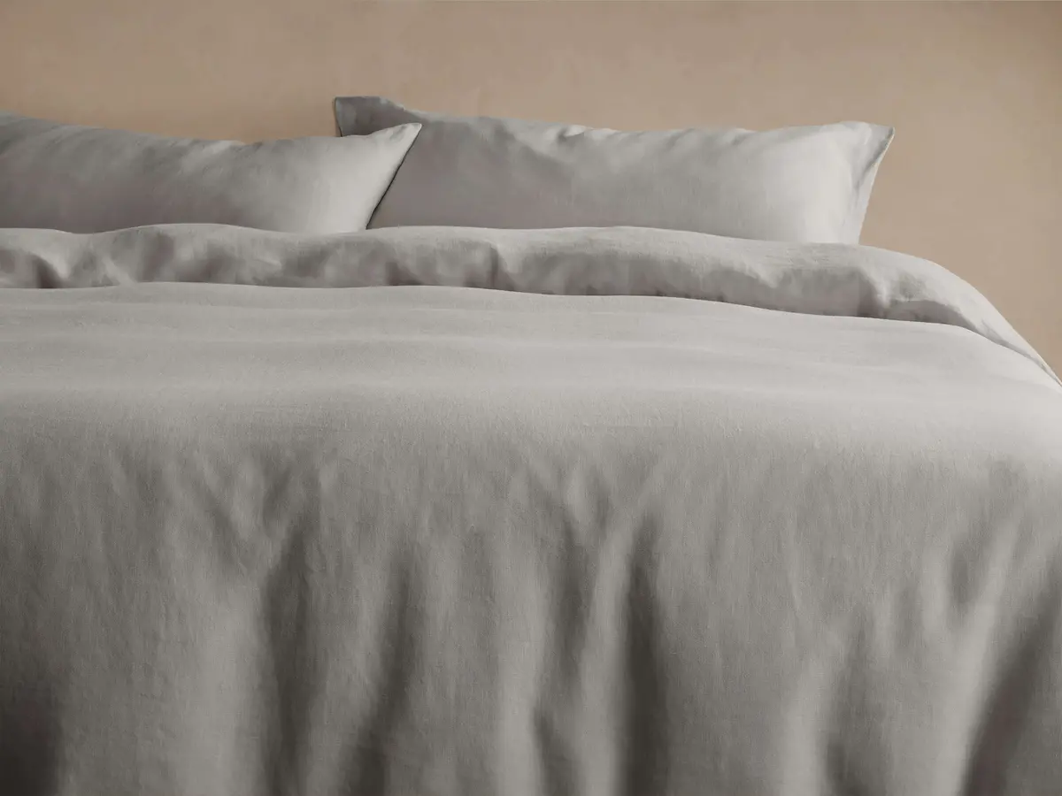 Italian Garment-Dyed Linen Duvet Set In Mist 1