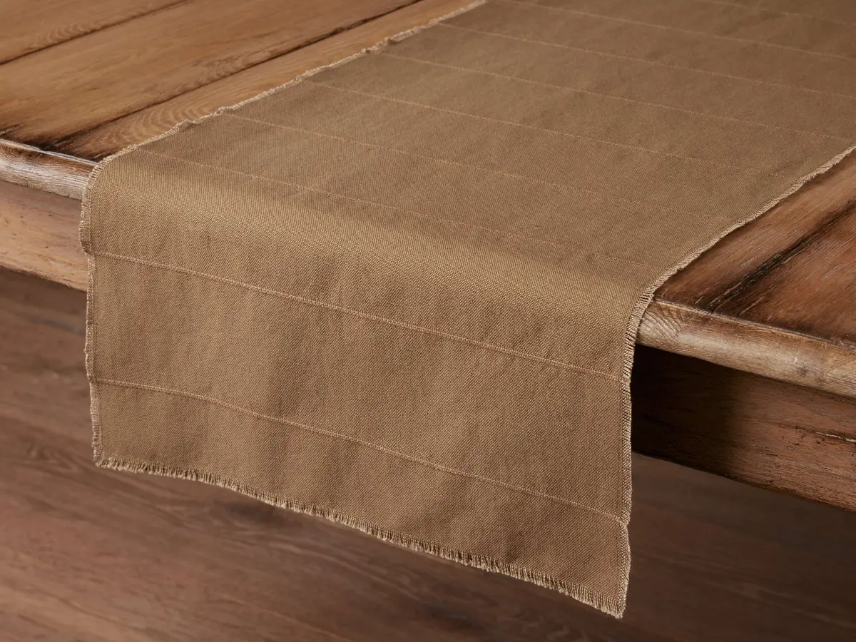 Linen Table Runner In Olive 1