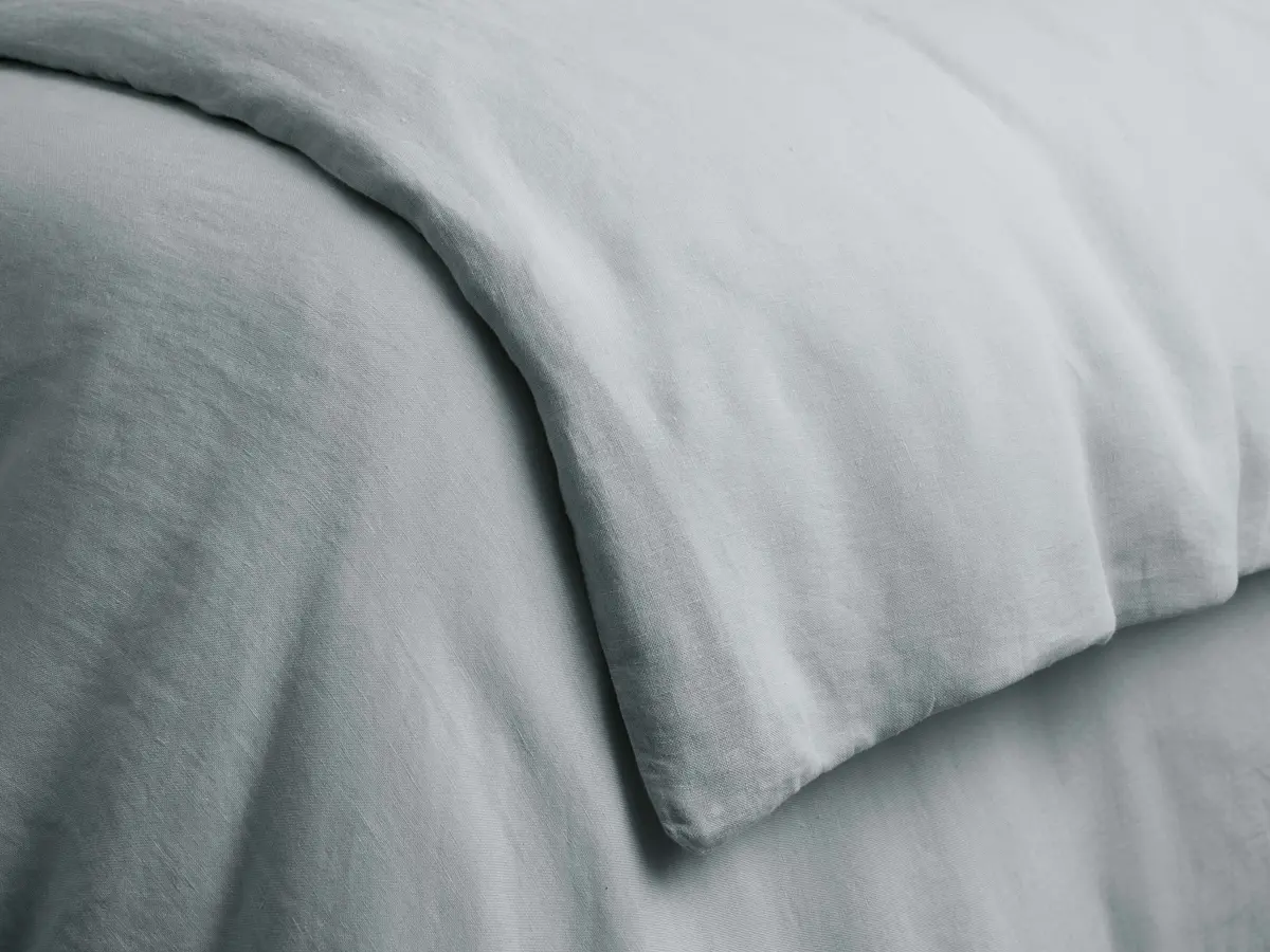 Italian Garment-Dyed Linen Duvet In Sky 1