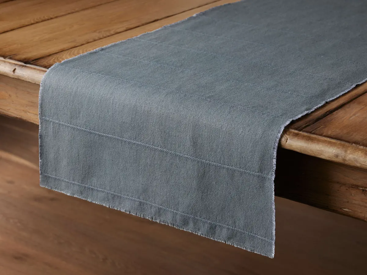 Linen Table Runner In Slate 1