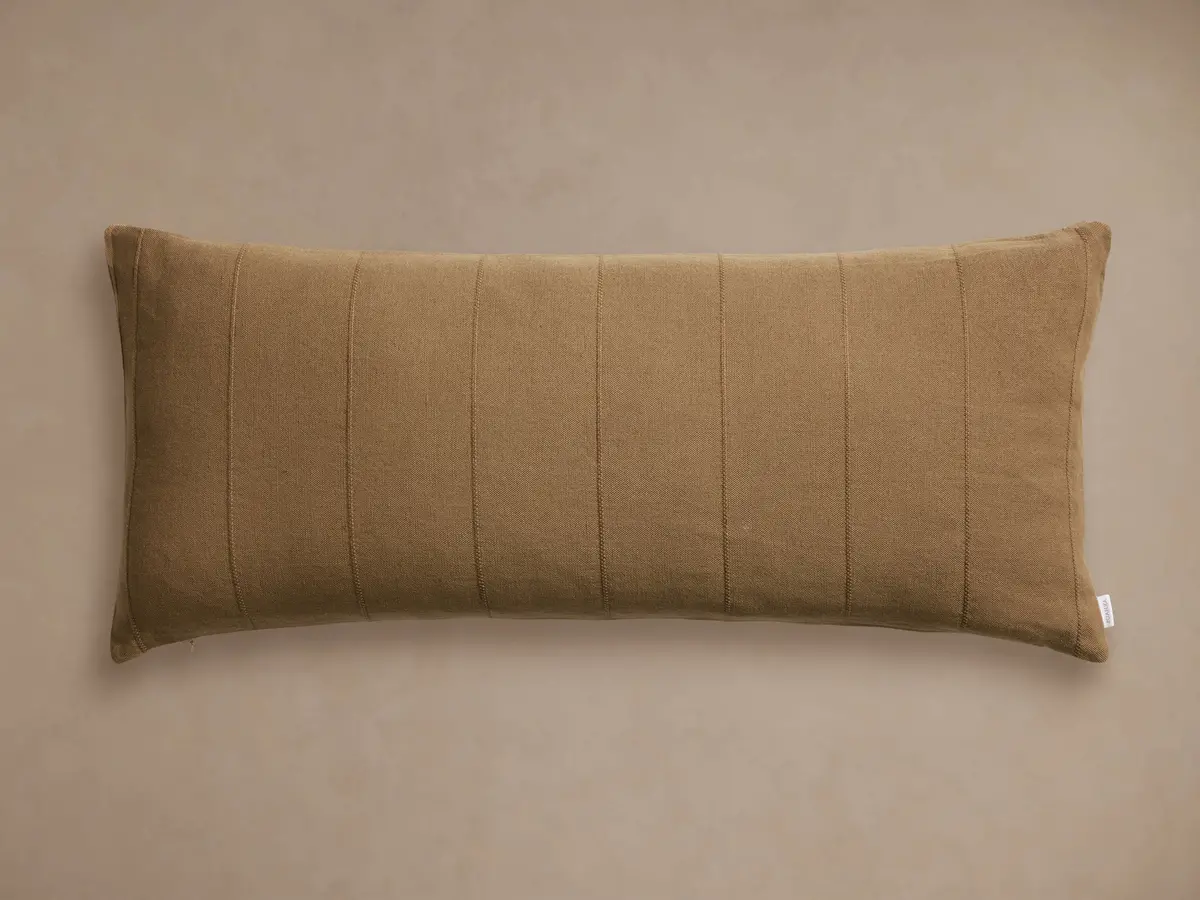 Linen Lumbar Pillow Cover In Olive 1