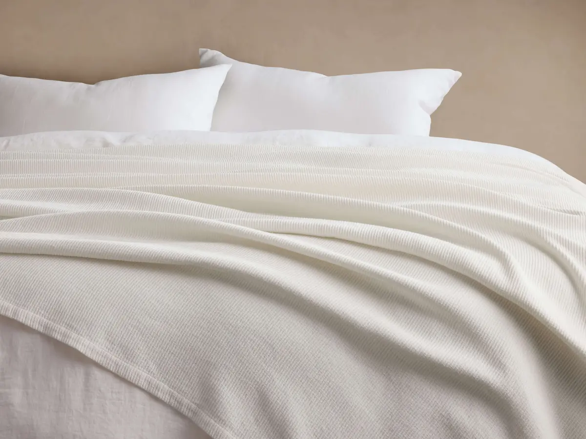 Paden Linen Ribbed Bed Blanket 1