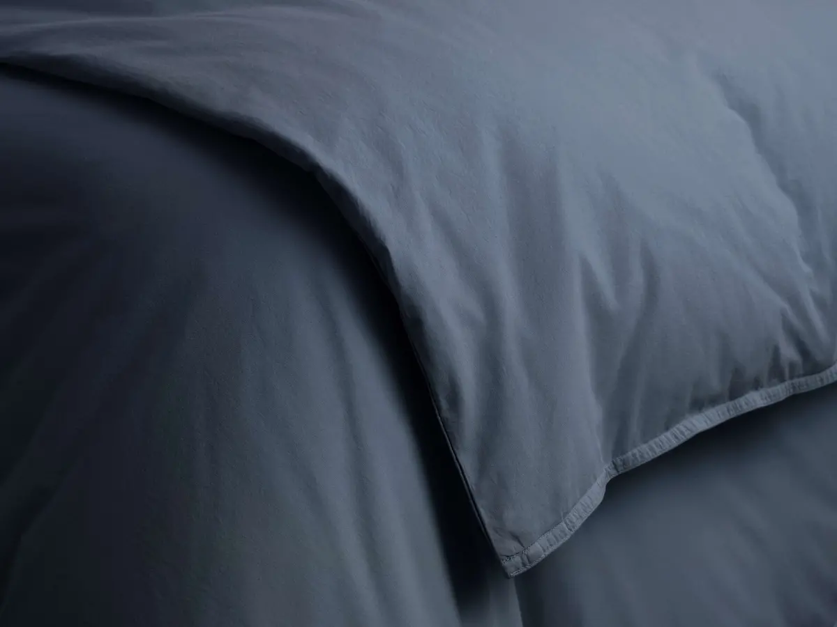 Italian Garment-Dyed Percale Duvet In Indigo 1