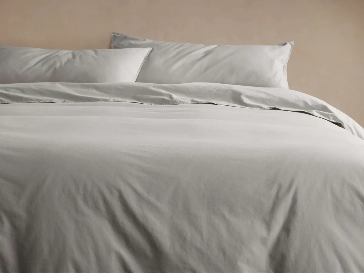 Italian Garment-Dyed Percale Duvet Set In Mist 1