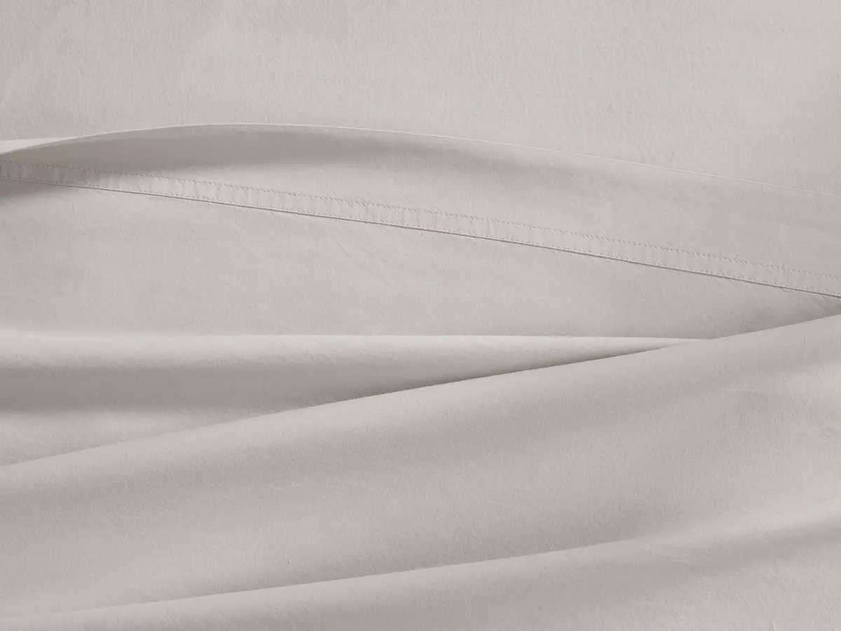 Italian Garment-Dyed Percale Flat Sheet In Natural 1