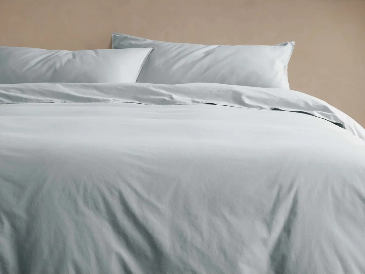 Italian Garment-Dyed Percale Duvet Set In Sky 1