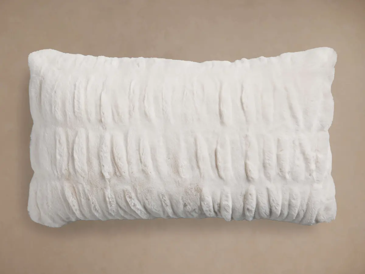 Luxe Faux Fur Pleated Lumbar Pillow Cover 1