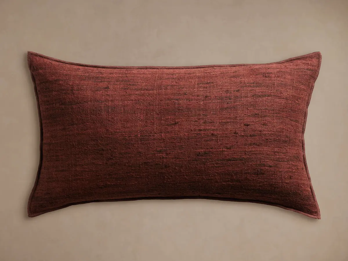 Raw Silk Lumbar Pillow Cover In Cinnamon 1