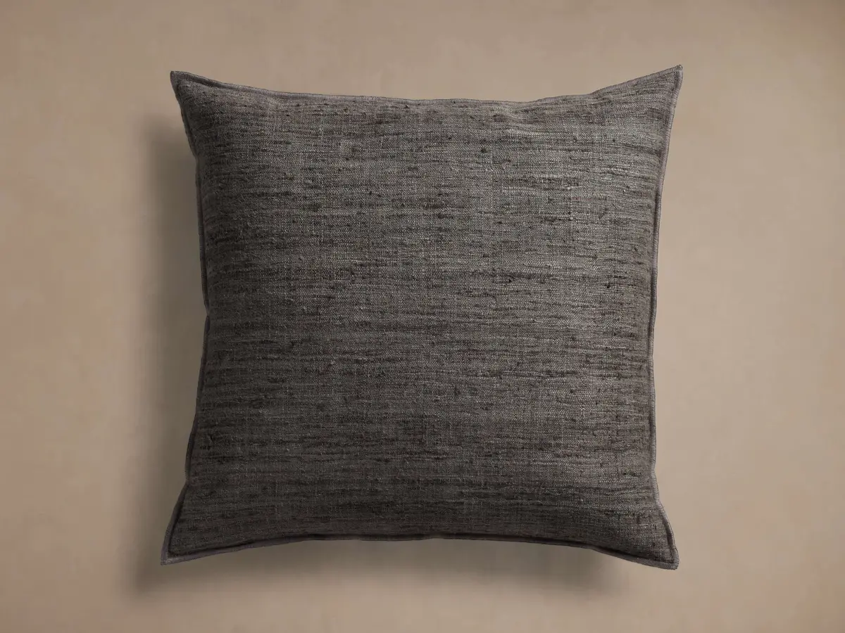 Raw Silk Pillow Cover In Charcoal 1