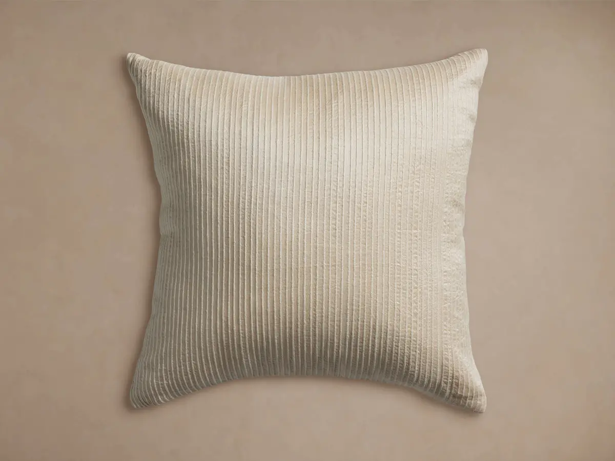 Raw Silk Ribbed Pillow Cover In Cashmere 1