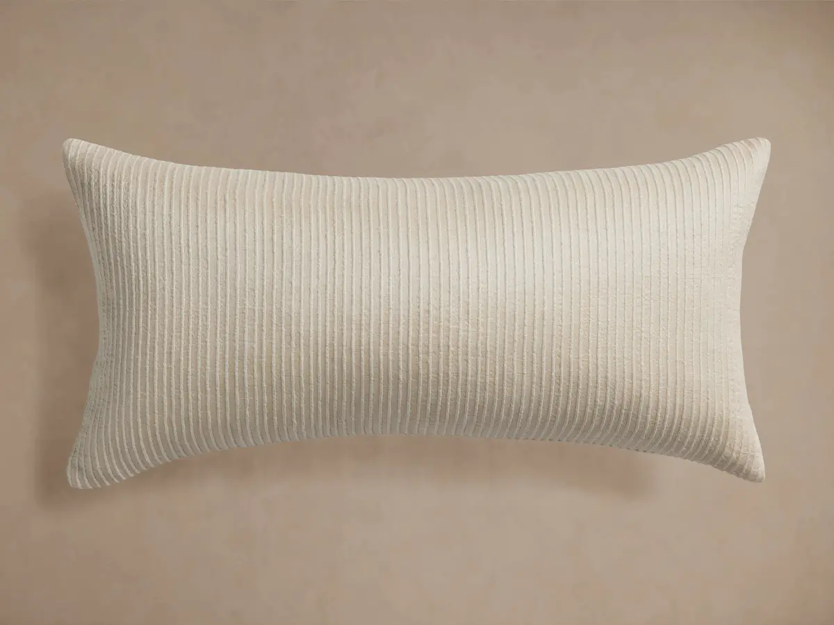 Raw Silk Ribbed Lumbar Pillow Cover 1