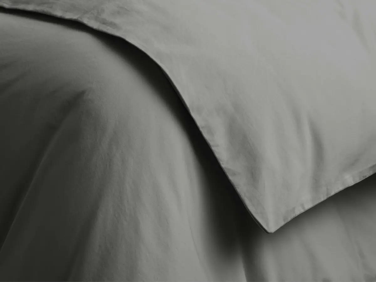 Italian Garment-Dyed Sateen Duvet In Charcoal 1