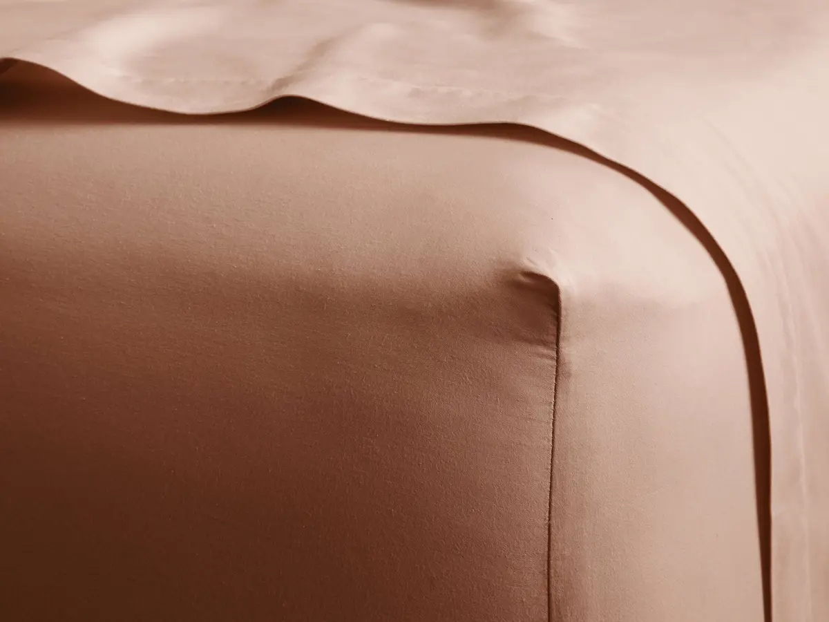 Italian Garment-Dyed Sateen Fitted Sheet In Clay 1