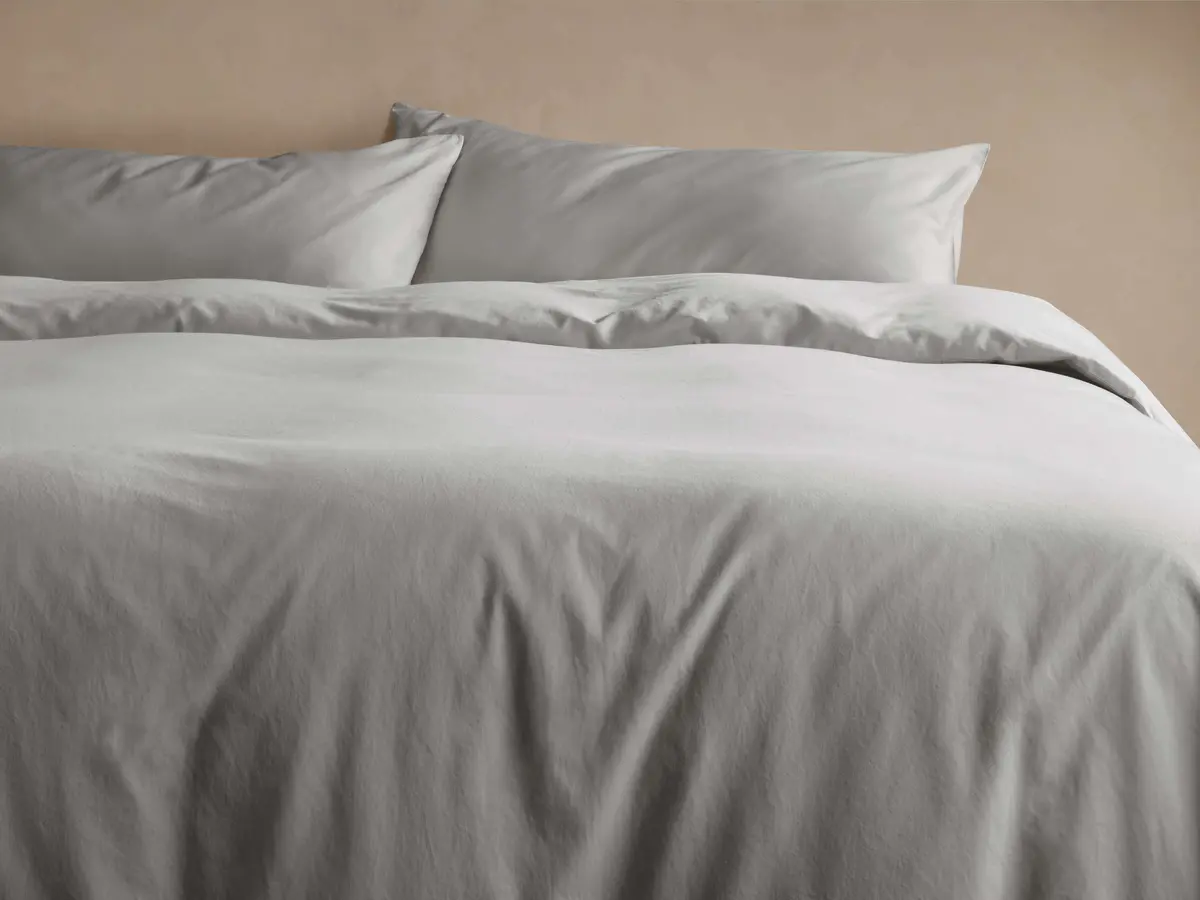 Italian Garment-Dyed Sateen Duvet Set In Fog 1