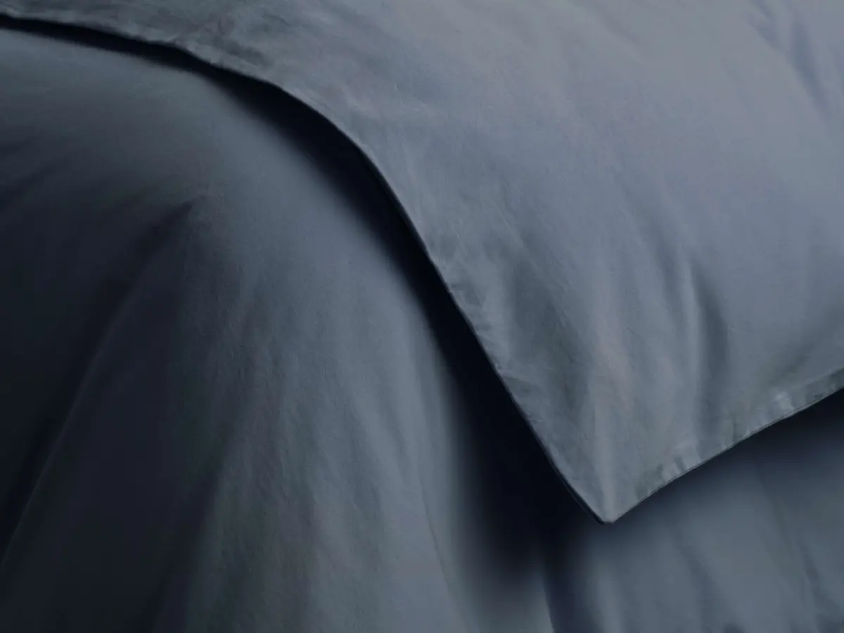Italian Garment-Dyed Sateen Duvet In Indigo 1