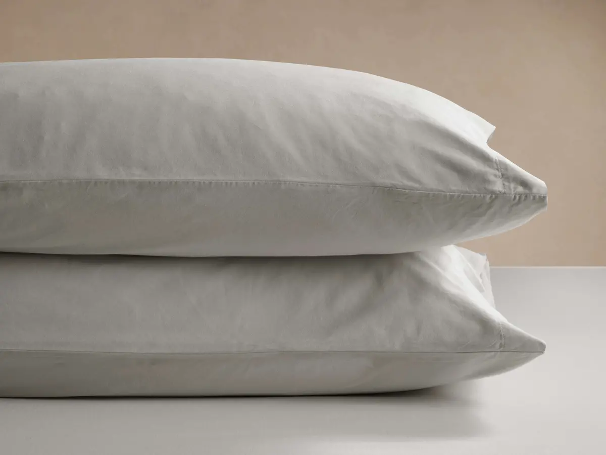 Italian Garment-Dyed Sateen Pillowcases In Mist (Set Of 2) 1