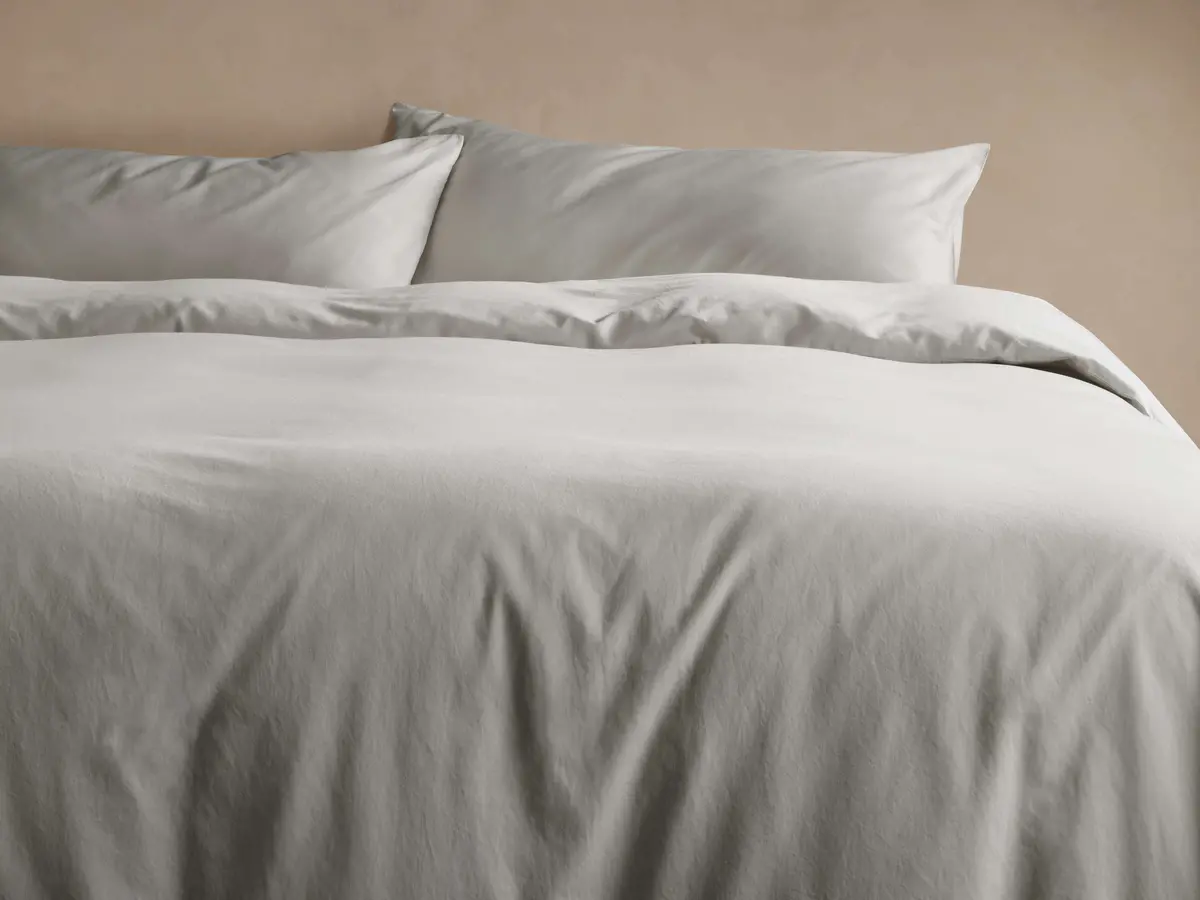 Italian Garment-Dyed Sateen Duvet Set In Mist 1