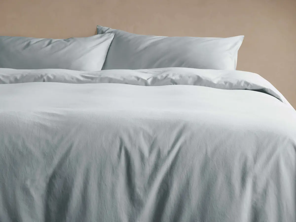 Italian Garment-Dyed Sateen Duvet Set In Sky 1