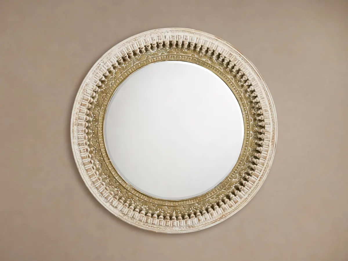 Madhava Round Wall Mirror In Natural 1