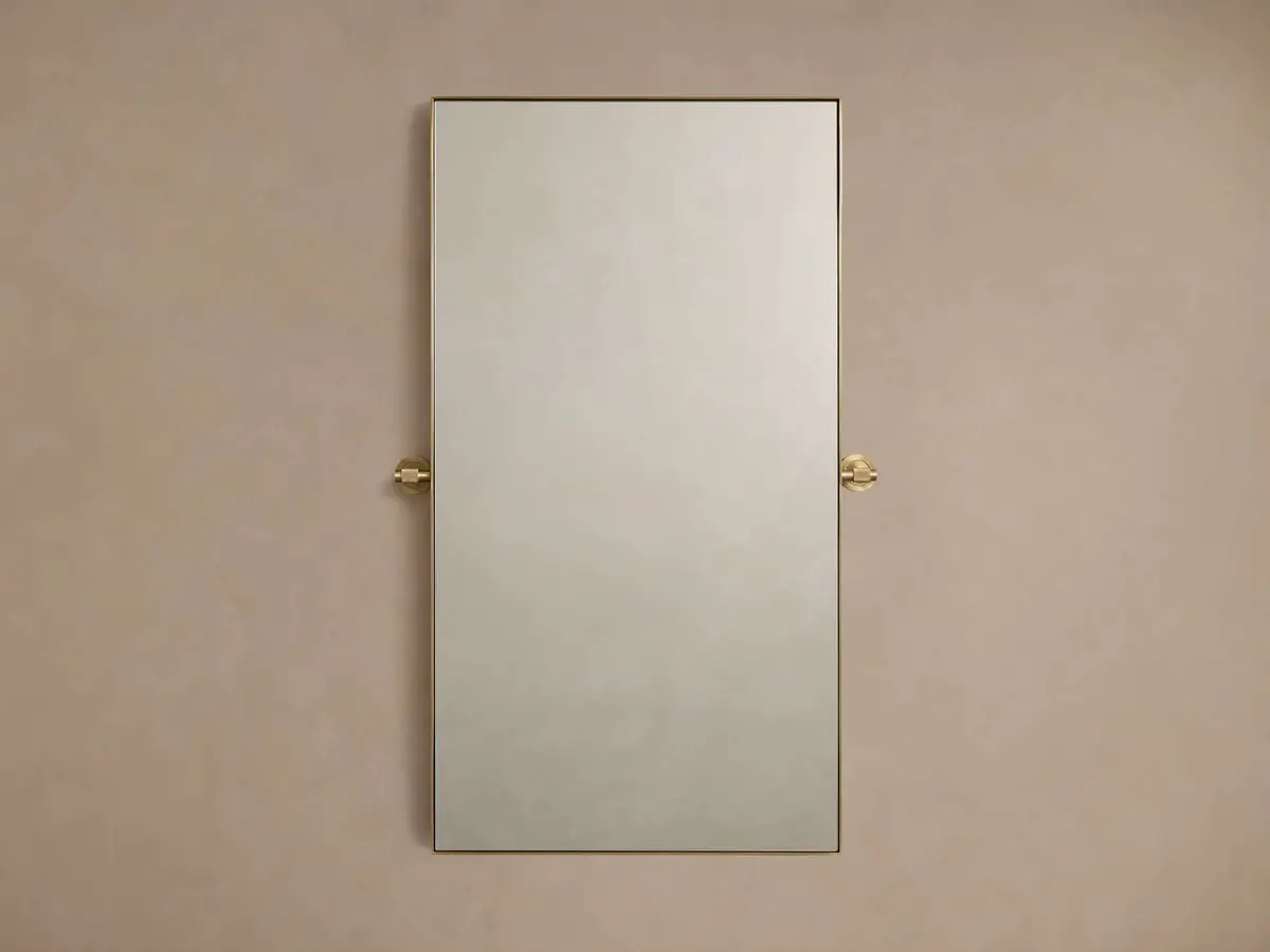 Monroe Rectangular Bath Wall Mirror In Brass 1