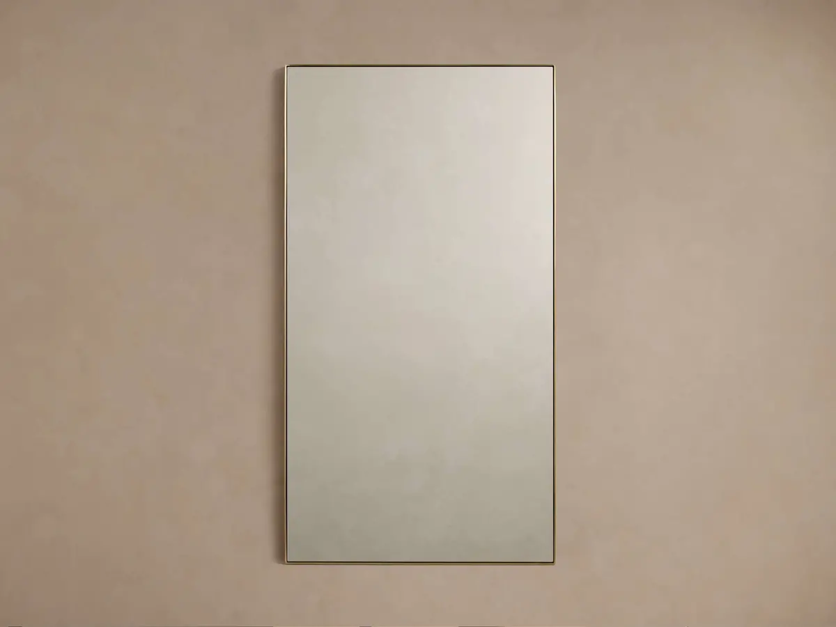 Lira Rectangular Bath Wall Mirror In Brass 1