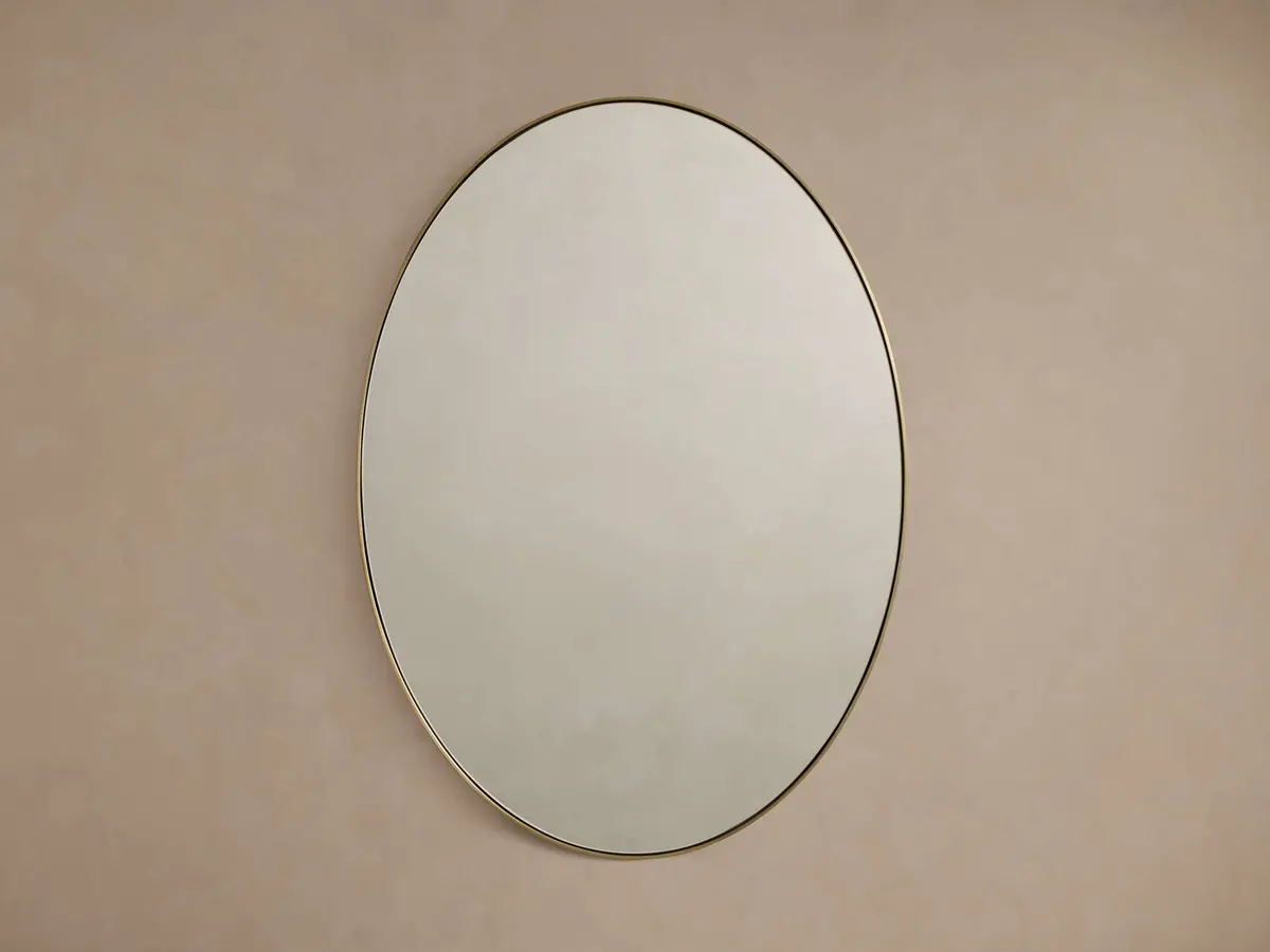 Lira Oval Bath Wall Mirror In Brass 1