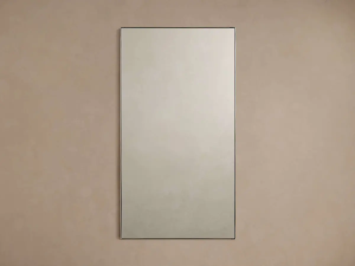 Lira Rectangular Bath Wall Mirror In Nickel 1