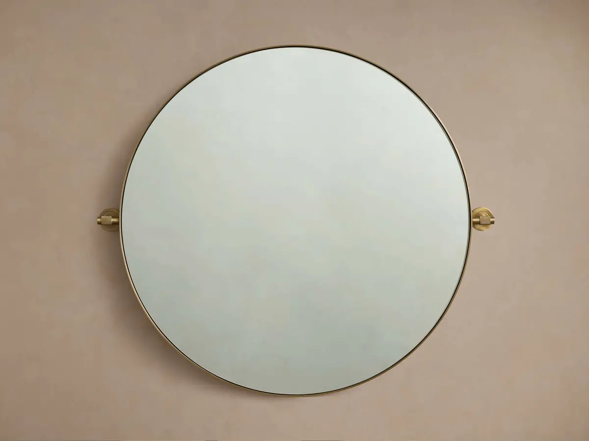 Monroe Round Bath Wall Mirror In Brass 1
