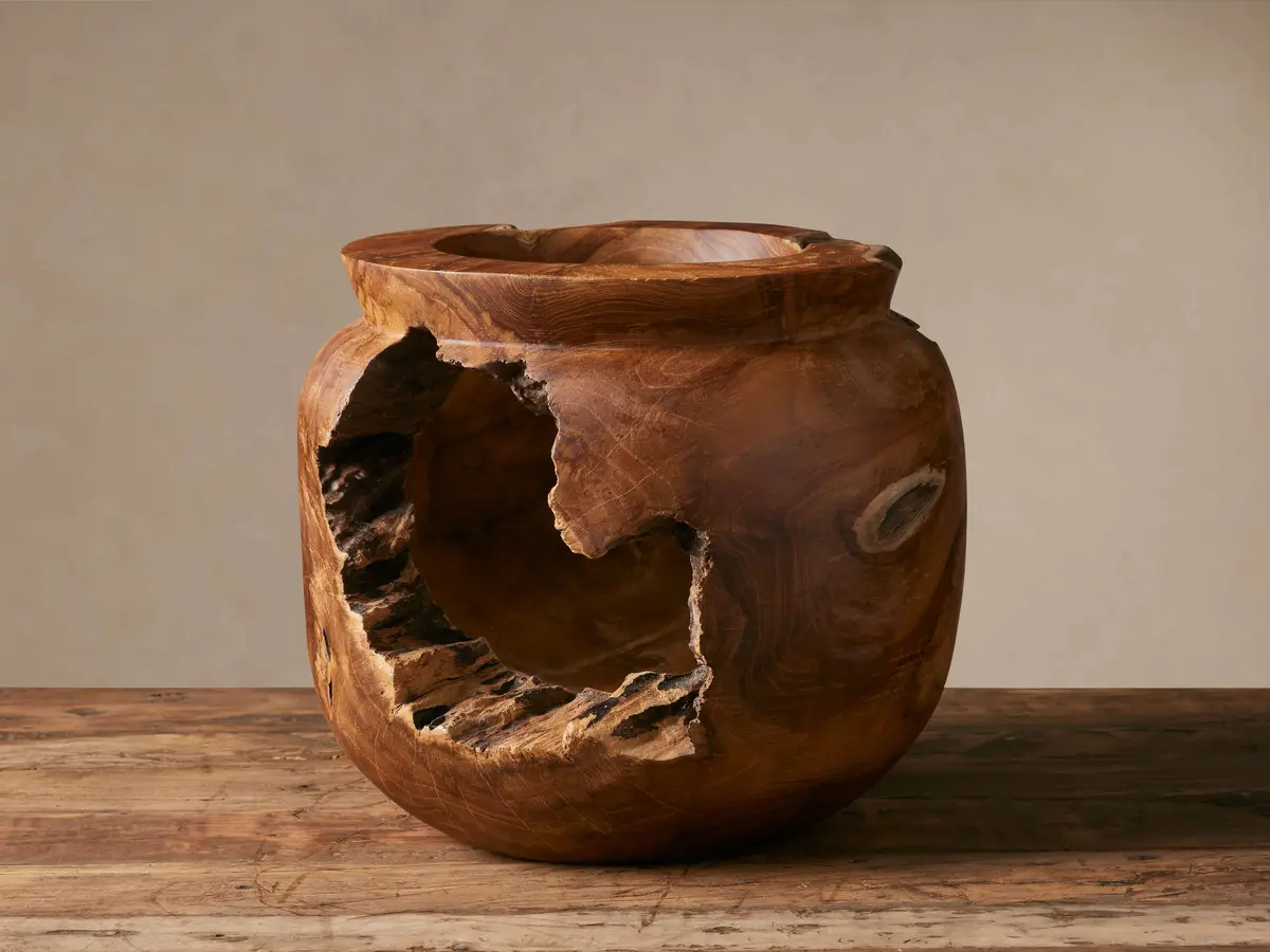 Natural Root Teak Vase 1