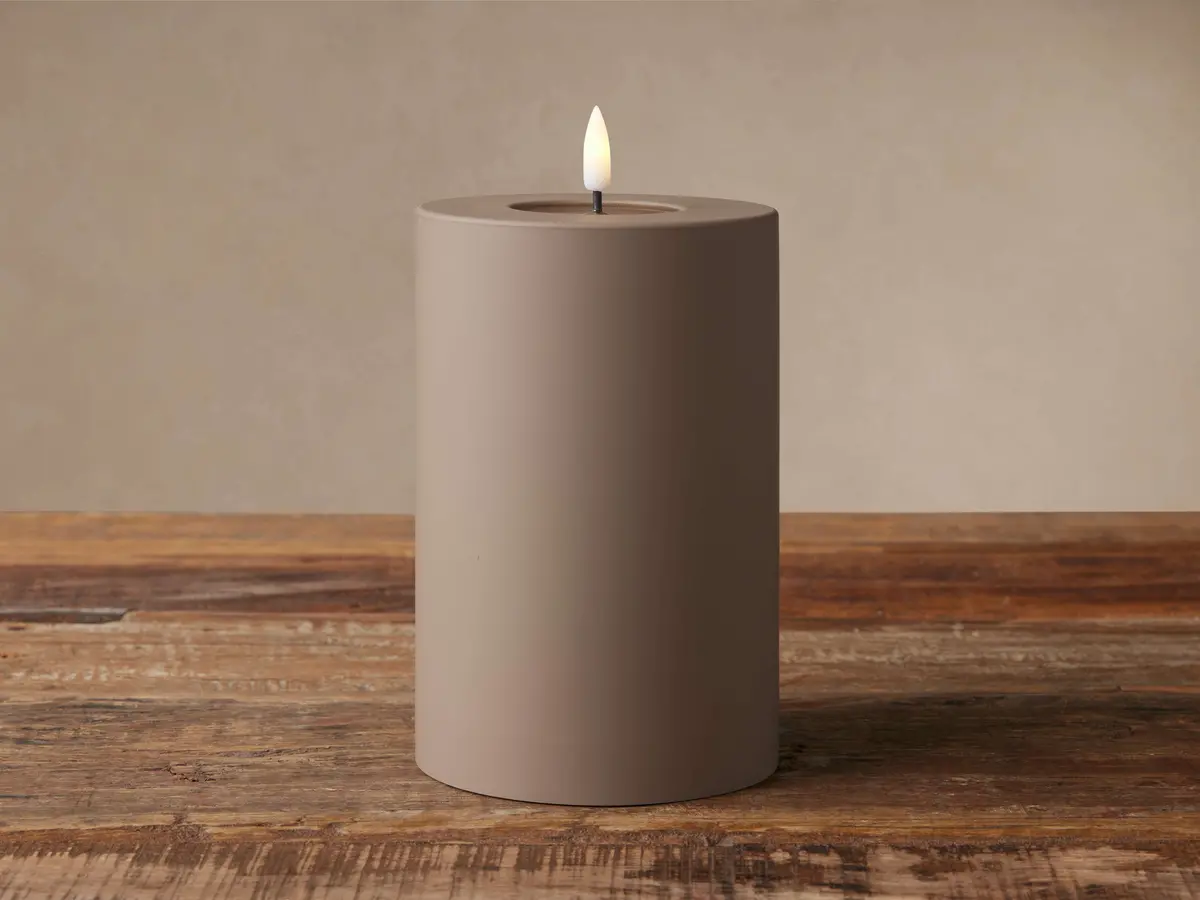Matte Outdoor Led Candle In Brown (Set Of 2) 1