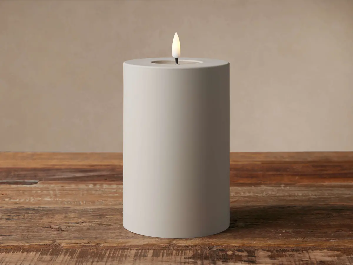 Matte Outdoor Led Candle In Taupe (Set Of 2) 1