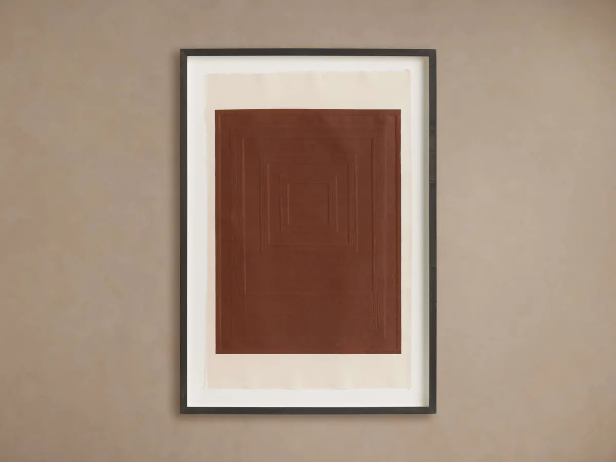 Embossed Abstract Framed Silkscreen In Rust 1