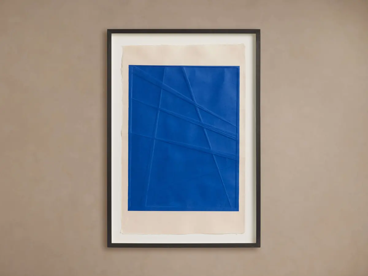 Embossed Abstract Framed Silkscreen In Blue 1