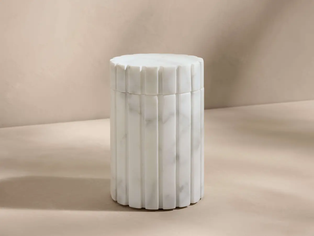 Aster Ribbed Jar In Carrara 1