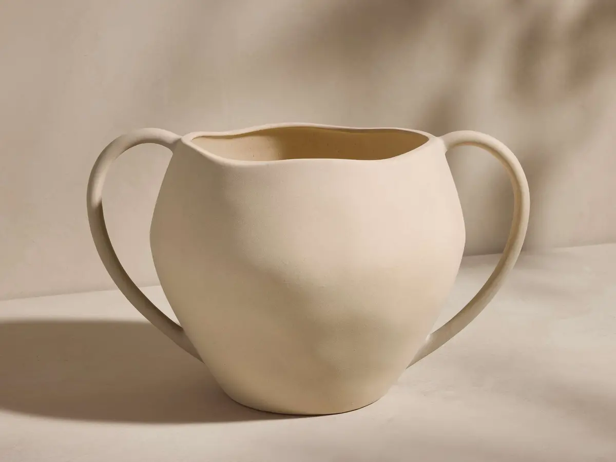 Calixta Double Handle Pot In Light Taupe 1