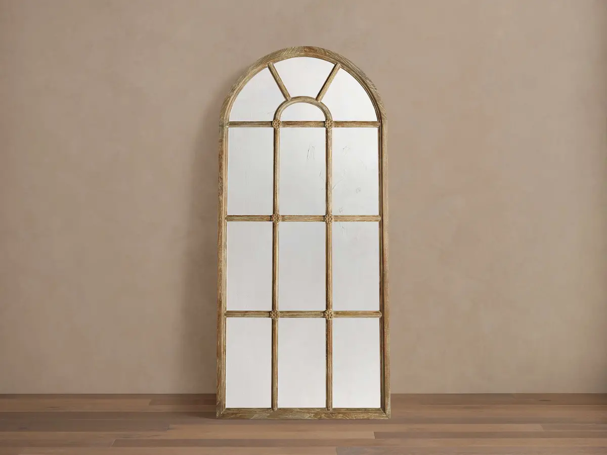 Teak Arched Floor Mirror 1