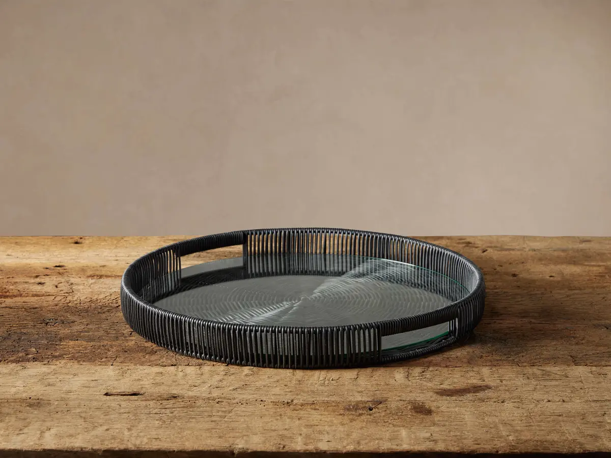 Malawi Round Tray In Black 1
