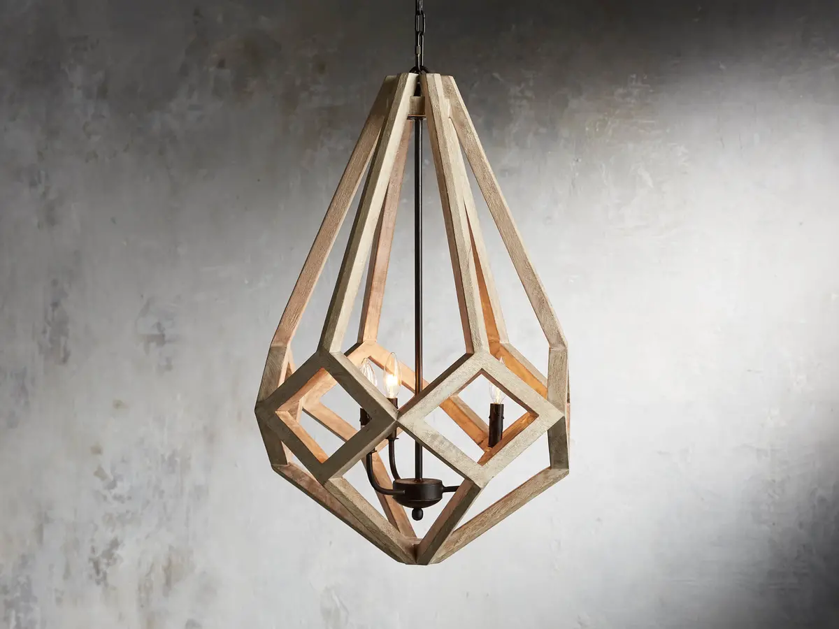 Wooden Prism Chandelier In Natural 1