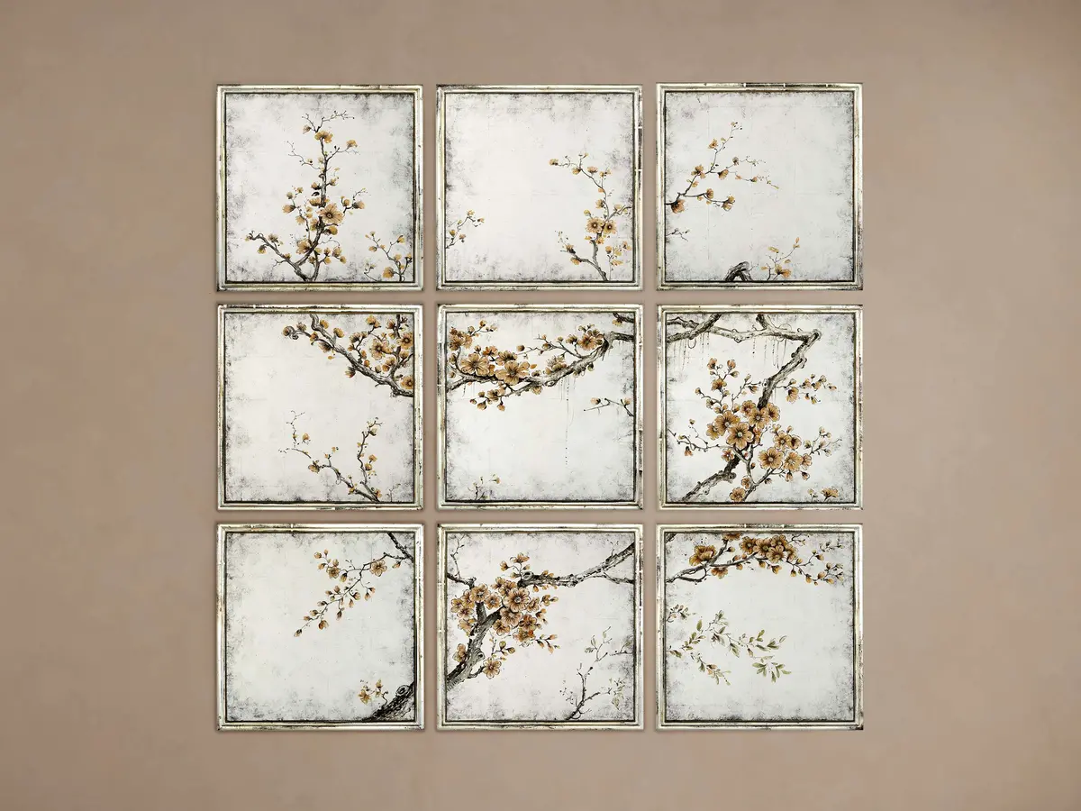 Cerise Wall Mirrors (Set Of 9) 1