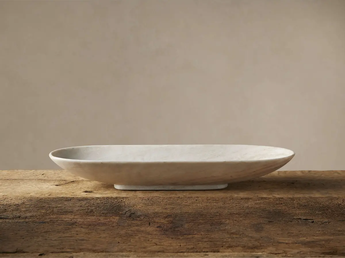 White Marble Oval Bowl 1
