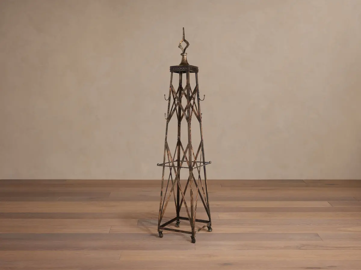 Antique Iron Tower Coat Rack 1
