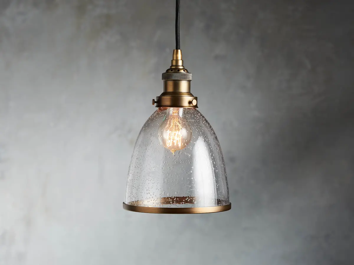 Industrial Cloche Pendant In Antiqued Brass 1