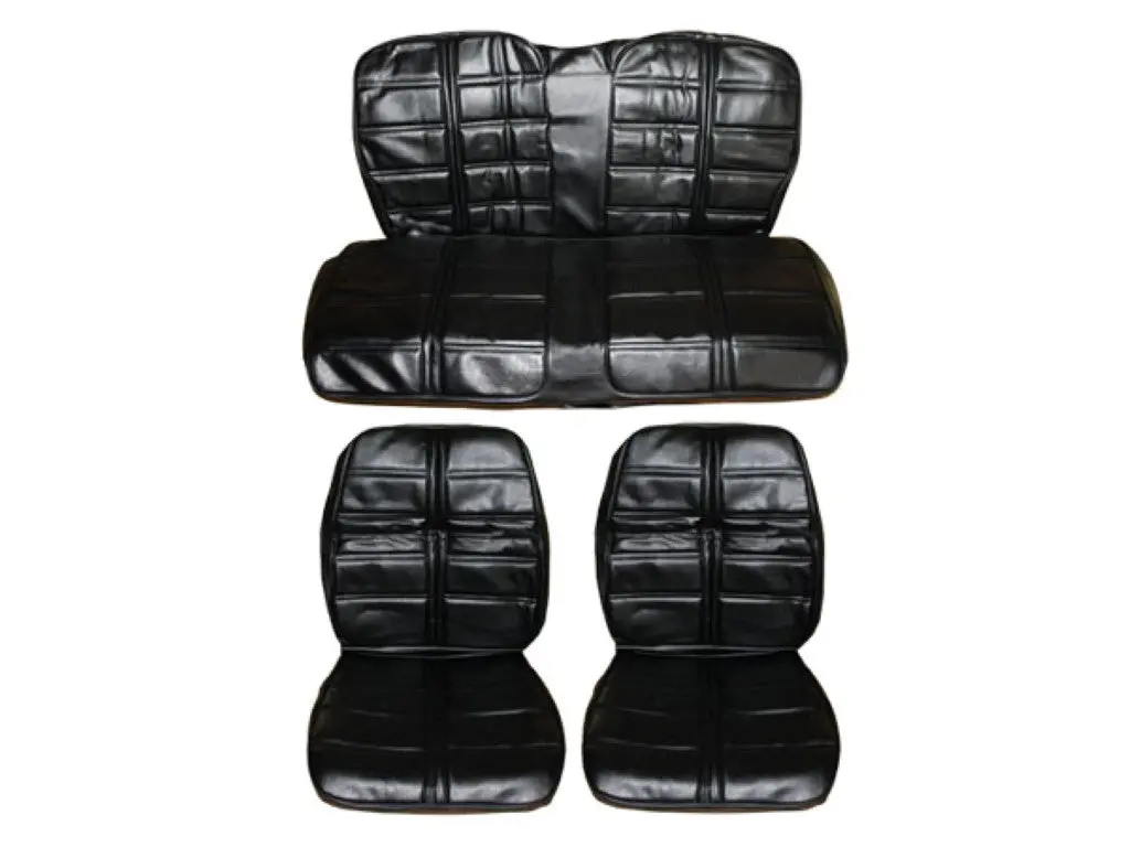 6604Dht-Buk-C 1969 Barracuda Notchback Deluxe Style Front Bucket Rear Bench Seat Cover Set 1
