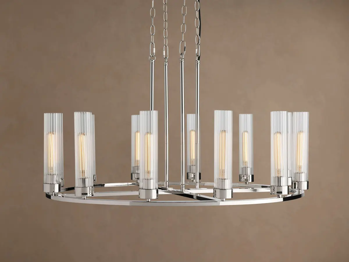 Andreas 12 Light Round Chandelier In Nickel 1