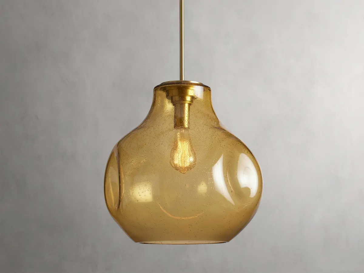 Organic 16" Pendant With Amber Glass 1