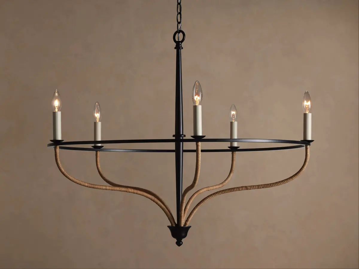 Rosalind Rattan Chandelier In Black 1