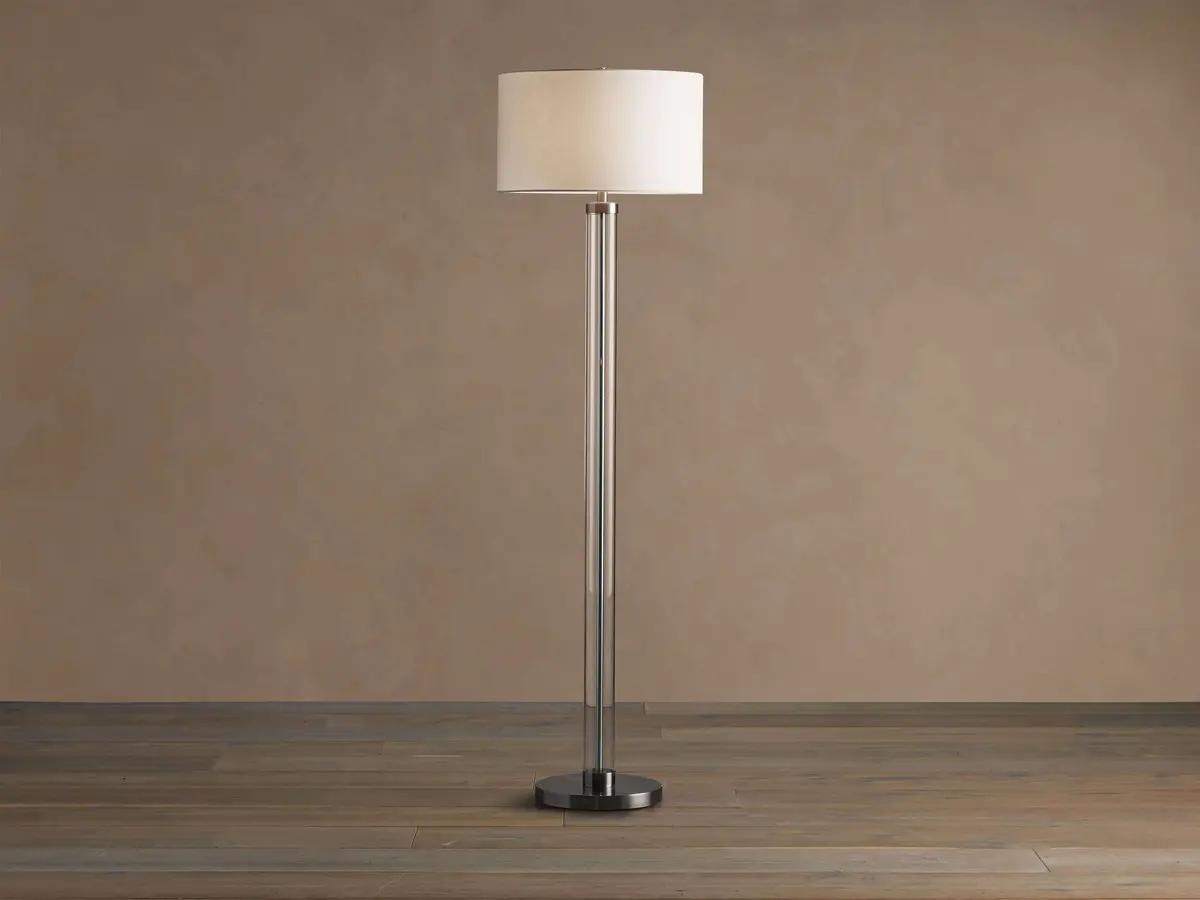 Glass Column Floor Lamp In Nickel 1